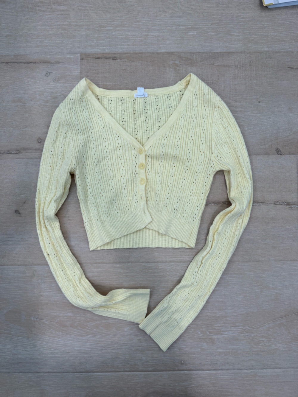 Garage Yellow Cropped Knit Cardigan